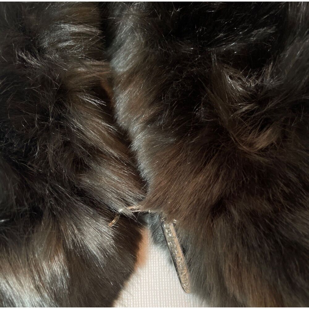 Evelyne Prelonge Faux Fur Scarf Gray Neck Wrap Stole 62" France Luxury Mob Wife - Picture 6 of 13